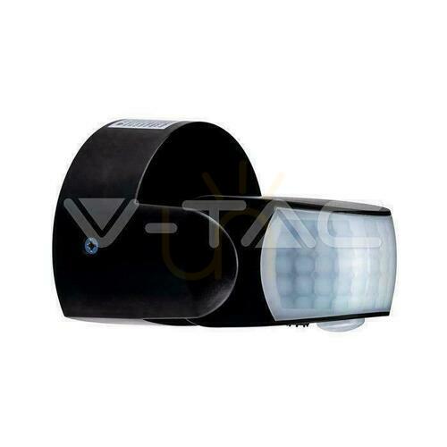 Kontrola V-TAC Nástěnný pohybový senzor černý 180st/360st IP65 VT-8093