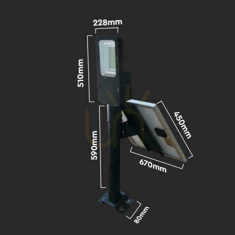 Pohled V-TAC 50W LED IP65 VT-ST200 6000K 4000lm Solární pouliční svítidlo. V-TAC 50W LED IP65 VT-ST200 6000K 4000lm Solární pouliční svítidlo.