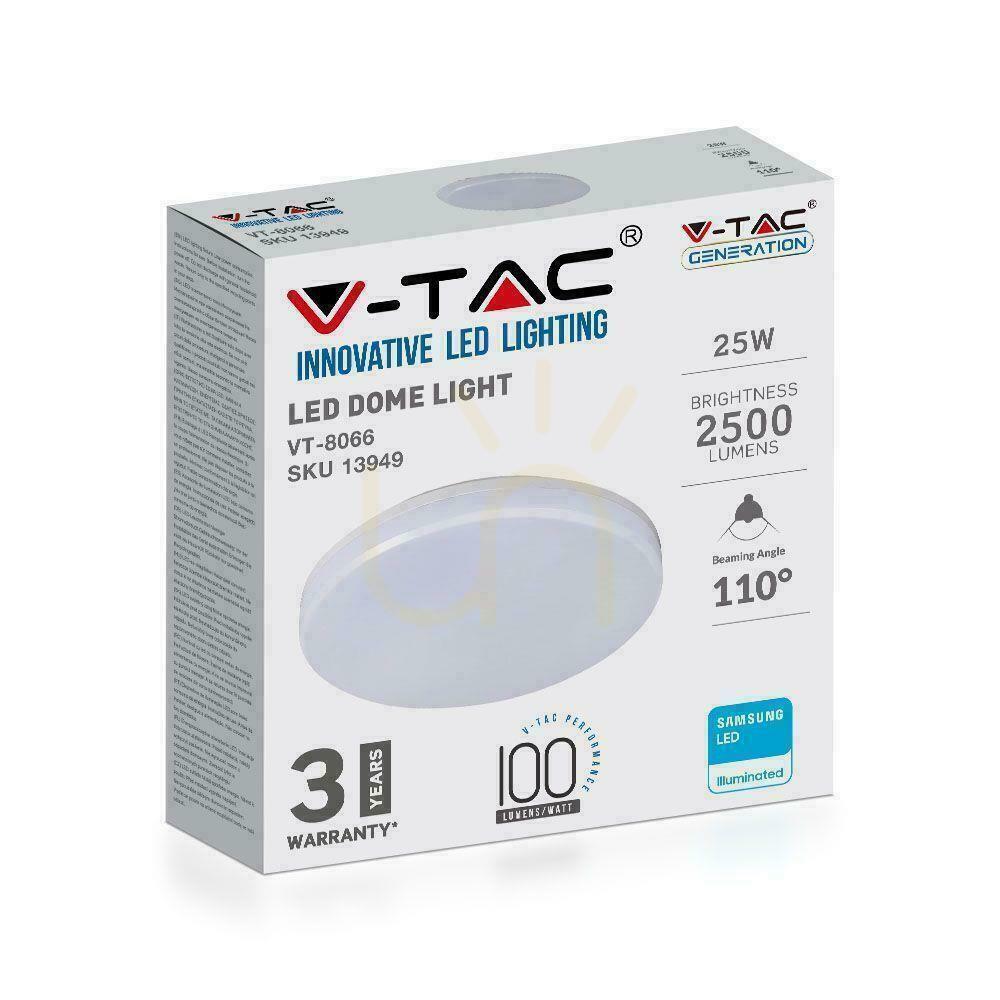 Náhled Povrchový plafón kulatý V-TAC 25W LED SAMSUNG CHIP IP44 100Lm/W VT-8066 6400K 2500lm Záruka 3 roky Povrchový plafón kulatý V-TAC 25W LED SAMSUNG CHIP IP44 100Lm/W VT-8066 6400K 2500lm Záruka 3 roky