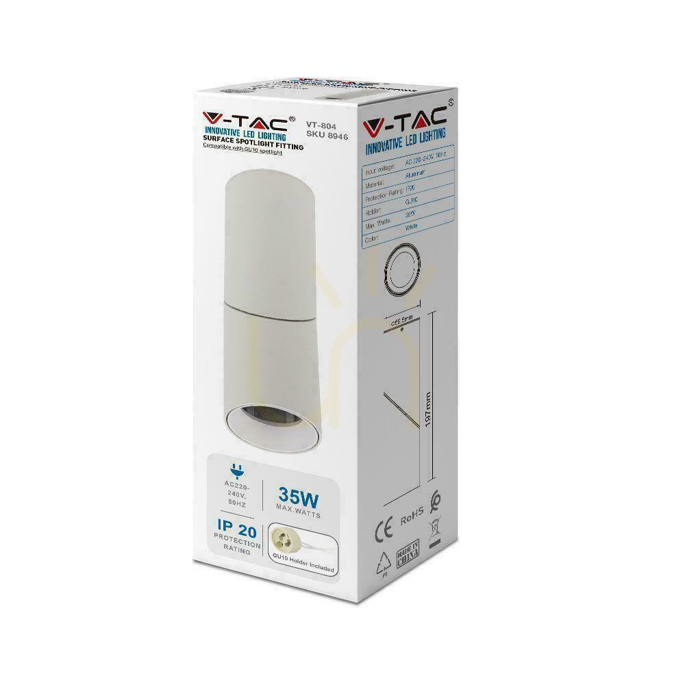 Zobrazit V-TAC Hliníková kulatá trubice GU10 pro povrchovou montáž bílá VT-804 Záruka 3 roky V-TAC Hliníková kulatá trubice GU10 pro povrchovou montáž bílá VT-804 Záruka 3 roky