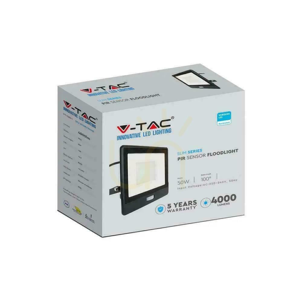 Zobrazit LED projektor V-TAC 50W SAMSUNG CHIP Senzor pohybu Černý kabel 1M VT-158S-1 4000K 4000lm Záruka 5 let LED projektor V-TAC 50W SAMSUNG CHIP Senzor pohybu Černý kabel 1M VT-158S-1 4000K 4000lm Záruka 5 let