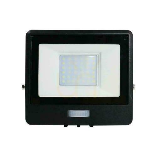 Kontrola LED projektor V-TAC 30W SAMSUNG CHIP Senzor pohybu černý s MUFa VT-138S 3000K 2340lm Záruka 5 let