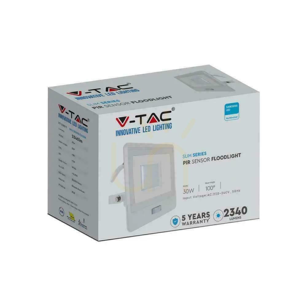 Zobrazit V-TAC 30W SAMSUNG CHIP LED Projektor Senzor pohybu Bílý kabel 1M VT-138S-1 4000K 2340lm 5 let záruka V-TAC 30W SAMSUNG CHIP LED Projektor Senzor pohybu Bílý kabel 1M VT-138S-1 4000K 2340lm 5 let záruka