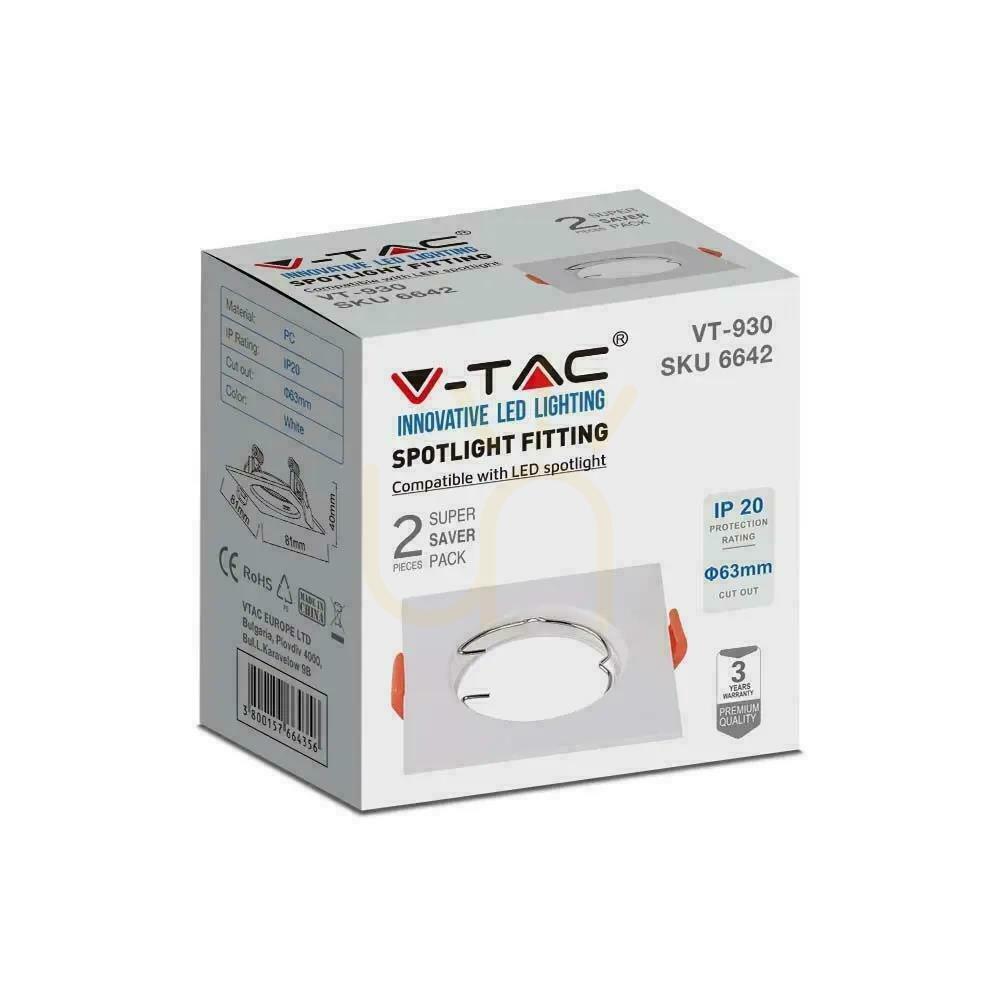 Zobrazit V-TAC GU10 zapuštěný čtvercový bílý (balení. 2 ks) VT-930 Záruka 3 roky V-TAC GU10 zapuštěný čtvercový bílý (balení. 2 ks) VT-930 Záruka 3 roky
