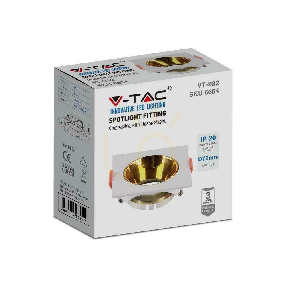 Kontrola Zápustné svítidlo V-TAC VT-932 bílé/zlaté GU10/GX5.3 85 mm Zápustné svítidlo V-TAC VT-932 bílé/zlaté GU10/GX5.3 85 mm