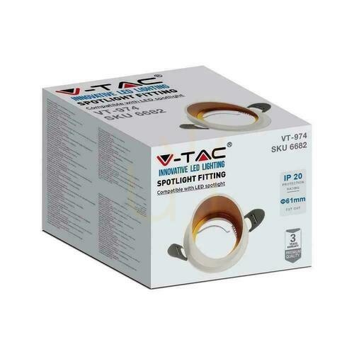 Kontrola Vestavné bodové svítidlo V-TAC VT-974RD-W bílé/zlaté GU10 68 × 72 mm