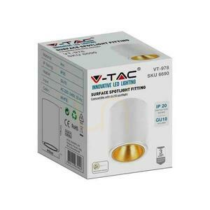 V-TAC GU10 kulatá trubice pro povrchovou montáž bílá+zlatá 98x118mm VT-978RD 3 roky záruka small 1