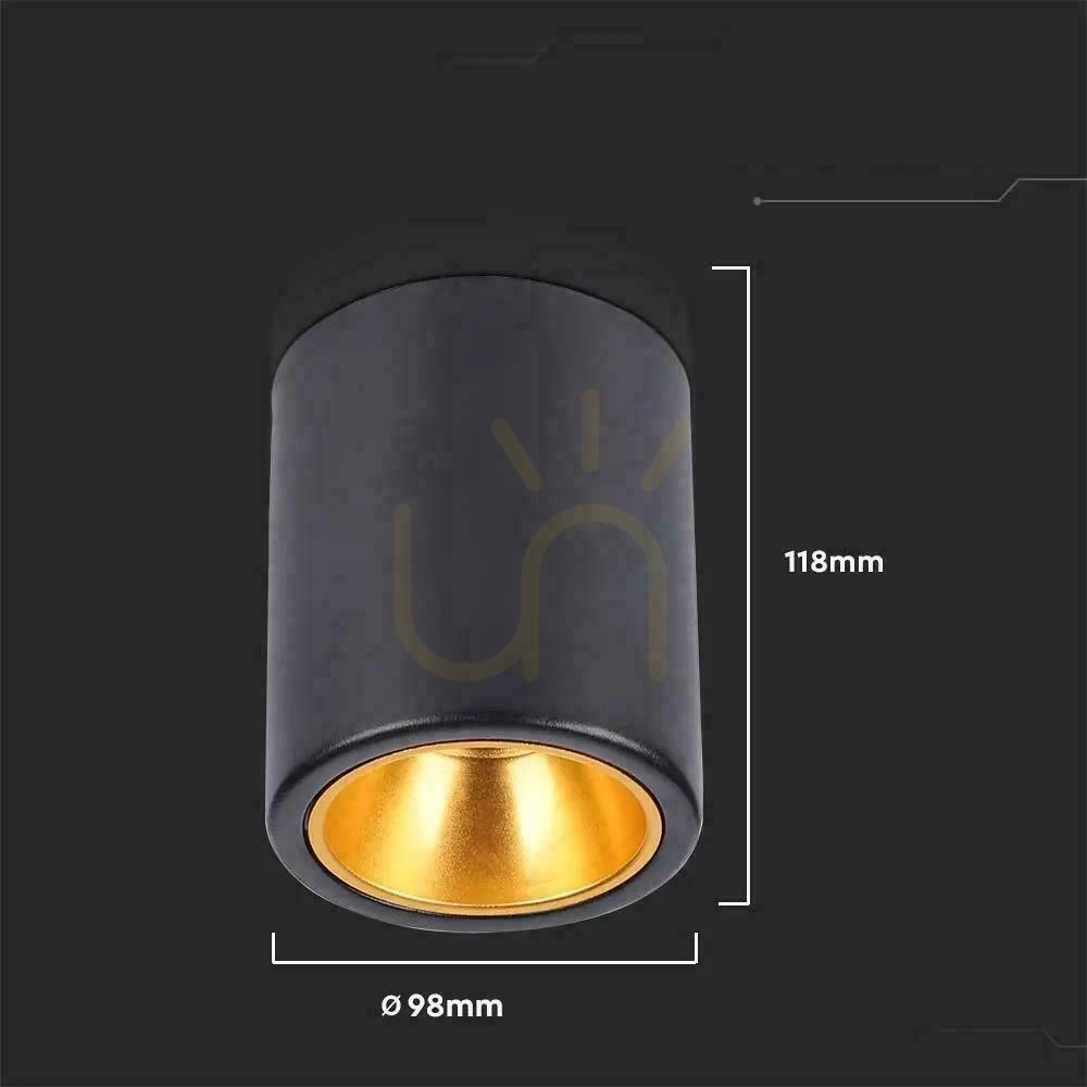 Náhled V-TAC GU10 kulatá trubka pro povrchovou montáž černá+zlatá 98x118mm VT-978RD 3 roky záruka V-TAC GU10 kulatá trubka pro povrchovou montáž černá+zlatá 98x118mm VT-978RD 3 roky záruka