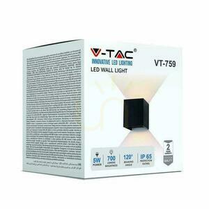V-TAC 5W nástěnná lampa Top Down Adjustable Black Square IP65 Bridgelux VT-759-B 3000K 700lm small 3