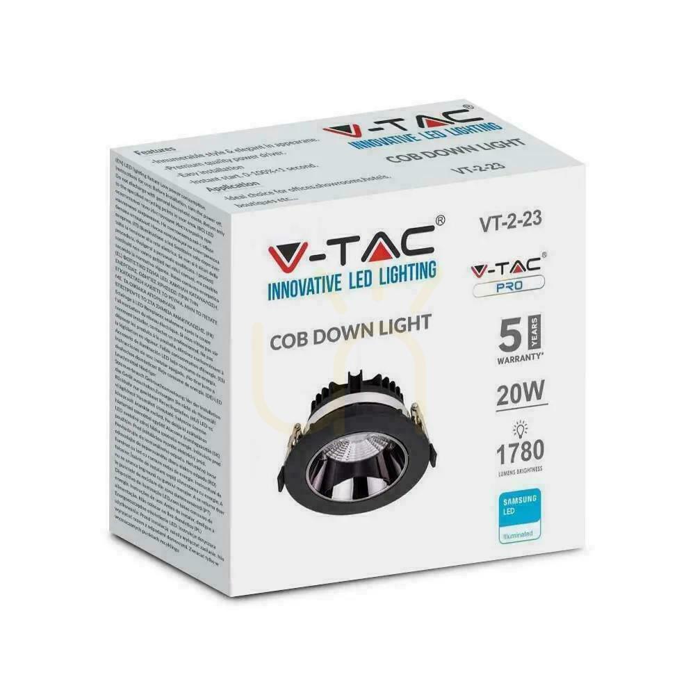 Zobrazit Svítidlo V-TAC SAMSUNG CHIP 20W Black Tilt VT-2-13 6400K 1780lm Záruka 5 let Svítidlo V-TAC SAMSUNG CHIP 20W Black Tilt VT-2-13 6400K 1780lm Záruka 5 let