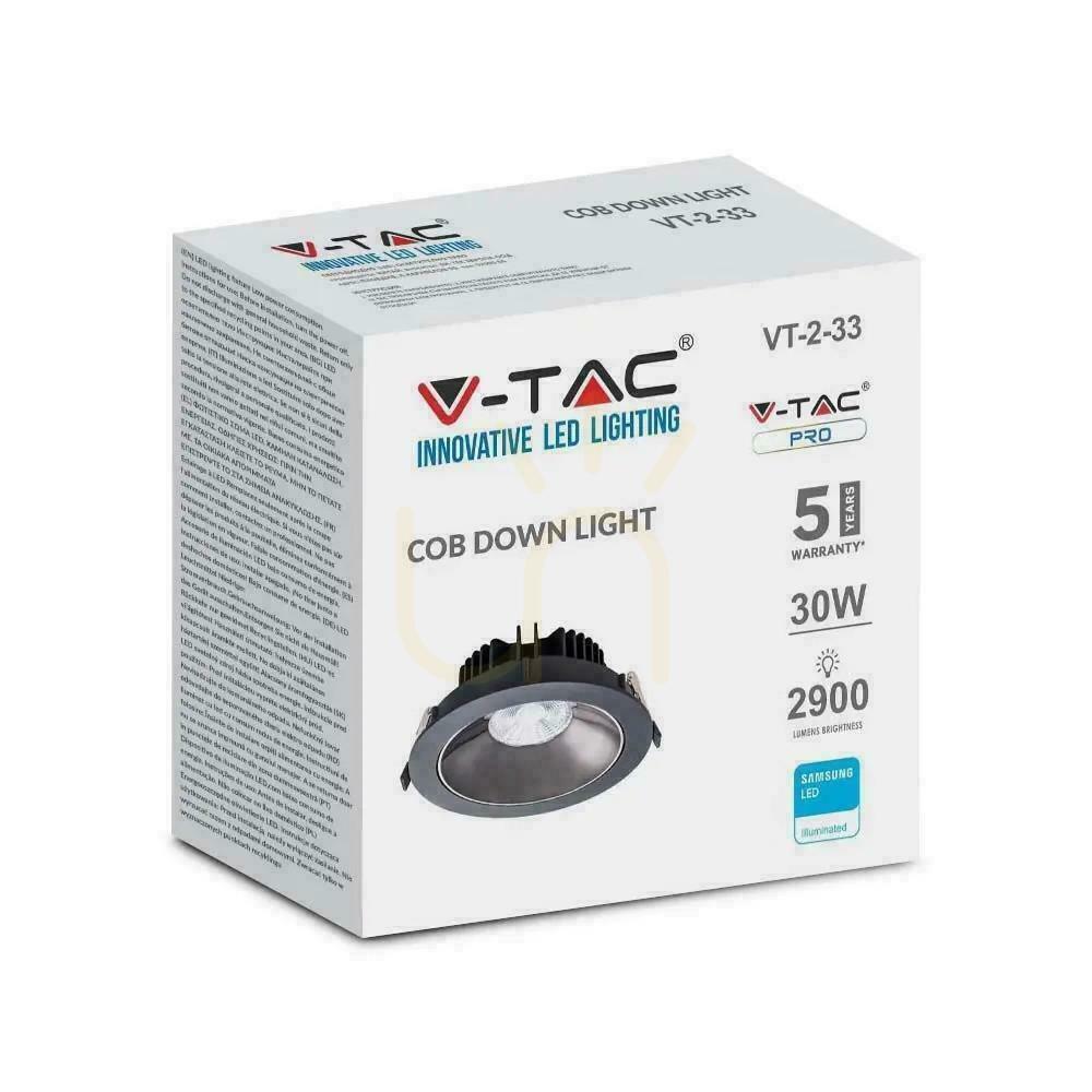 Zobrazit Svítidlo V-TAC SAMSUNG CHIP 30W Black Tilt VT-2-13 4000K 2900lm 5 let záruka Svítidlo V-TAC SAMSUNG CHIP 30W Black Tilt VT-2-13 4000K 2900lm 5 let záruka