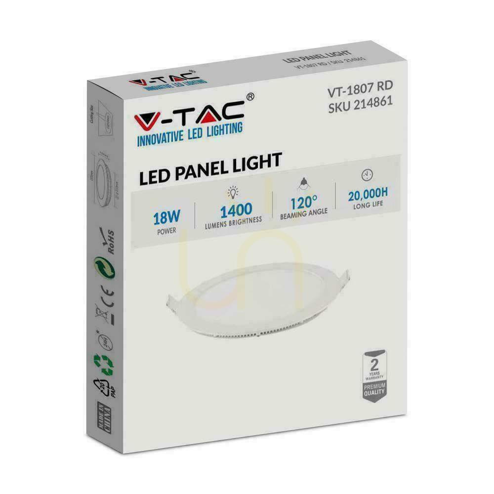 Zobrazit LED panel V-TAC Premium Downlight 18W Round fi225 VT-1807 4000K 1400lm LED panel V-TAC Premium Downlight 18W Round fi225 VT-1807 4000K 1400lm