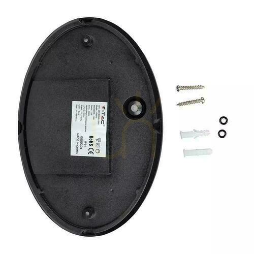 Kontrola Plafond 12W LED V-TAC Oval Black IP54 VT-8010-B 3000K 840lm