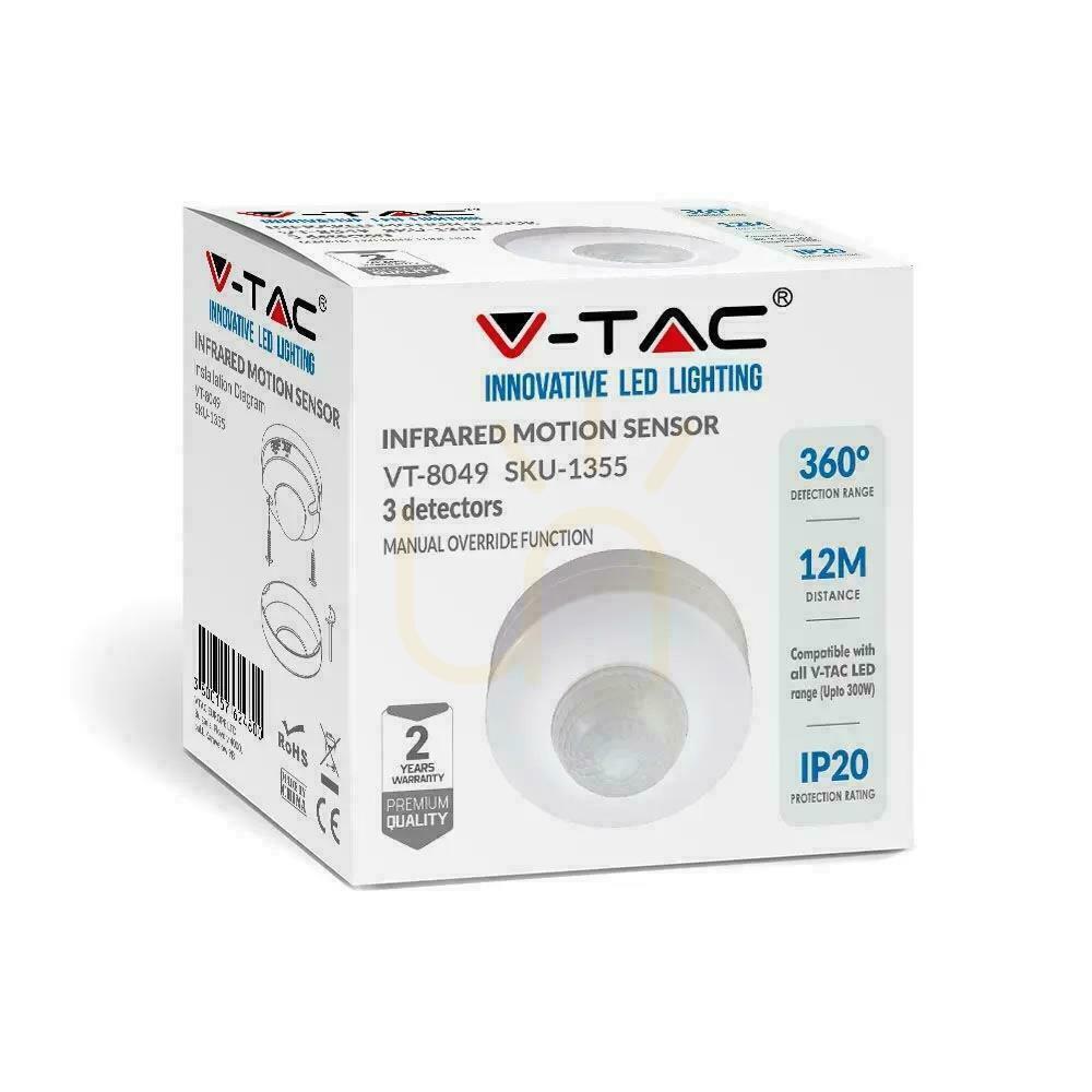 Zobrazit 360st Senzor pohybu se zapínáním a vypínáním na stropě bílý V-TAC VT-8049 360st Senzor pohybu se zapínáním a vypínáním na stropě bílý V-TAC VT-8049