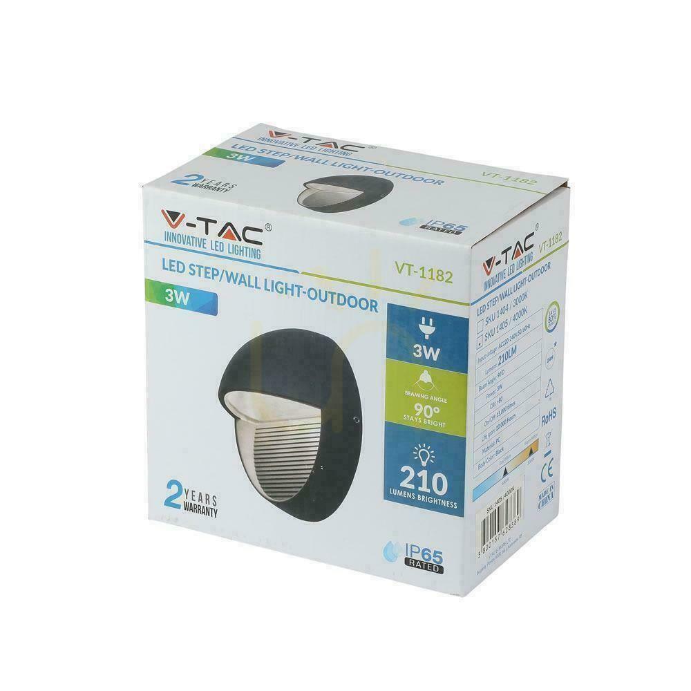 Zobrazit Nástěnná 3W LED V-TAC černá kruhová 230V IP65 VT-1182-B 4000K 210lm Montáž na zeď. Nástěnná 3W LED V-TAC černá kruhová 230V IP65 VT-1182-B 4000K 210lm Montáž na zeď.