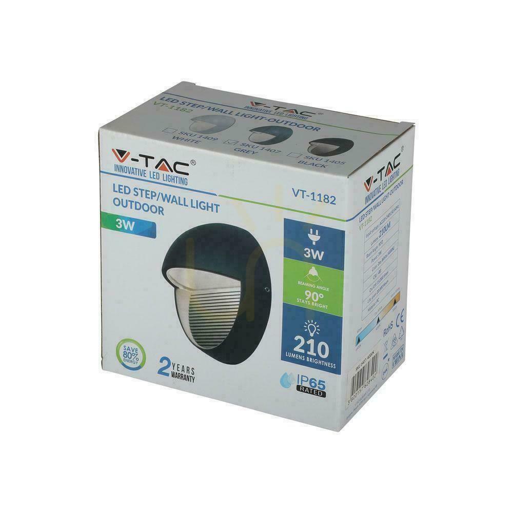 Zobrazit Nástěnné 3W LED svítidlo V-TAC Grey Round 230V IP65 VT-1182-G 3000K 210lm. Nástěnné 3W LED svítidlo V-TAC Grey Round 230V IP65 VT-1182-G 3000K 210lm.