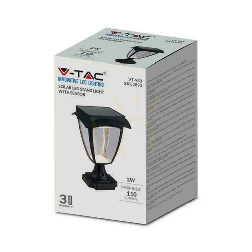 Kontrola Solární V-TAC 2W LED zahradní tyč IP44 25cm VT-983 3000K+6000K 110lm 3 roky záruka