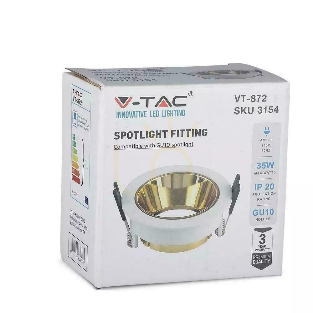 Náhled V-TAC GU10 zapuštěné očko bílé/zlaté kulaté VT-872-WG 3 roky záruka V-TAC GU10 zapuštěné očko bílé/zlaté kulaté VT-872-WG 3 roky záruka