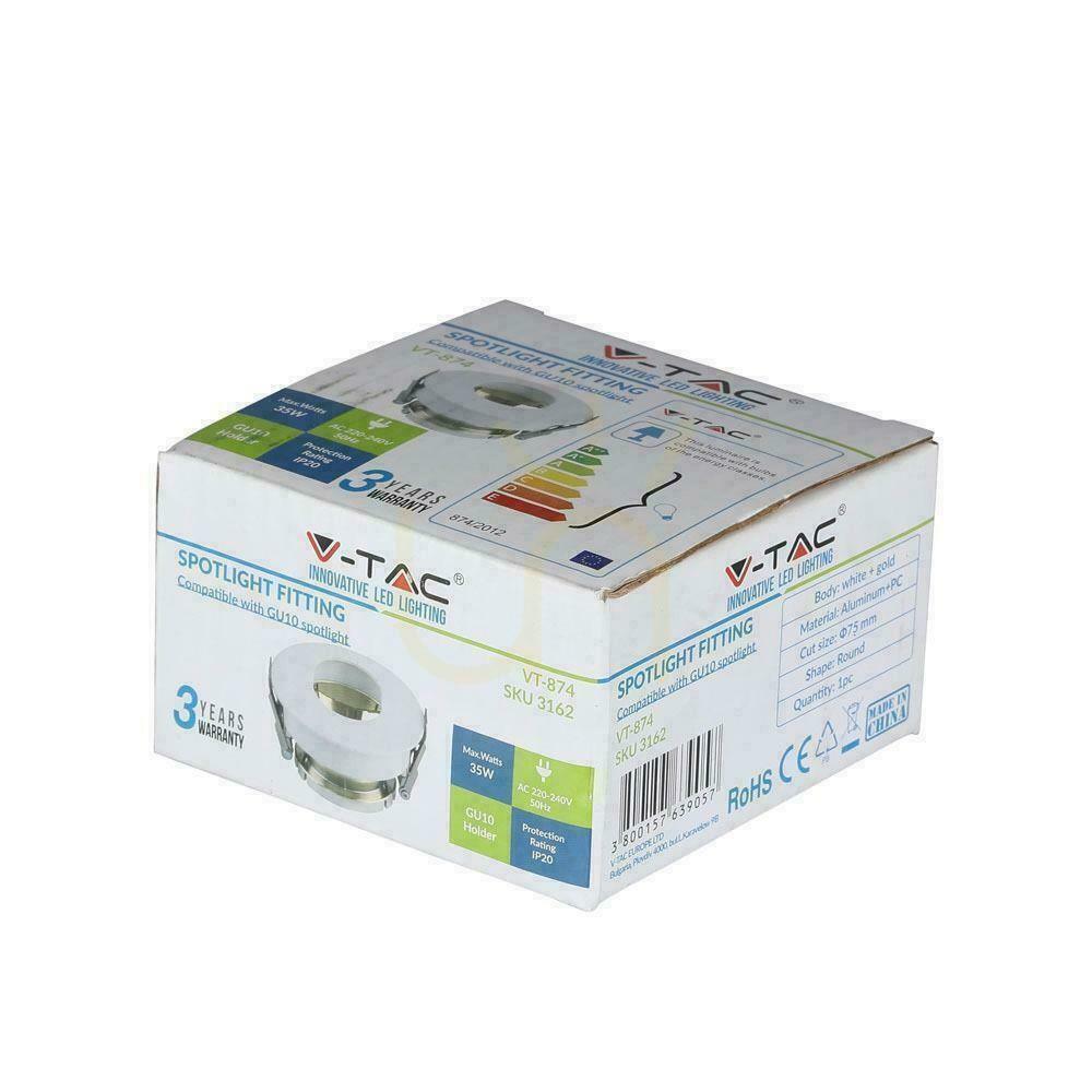 Náhled Mesh V-TAC GU10 Asymetrické zapuštěné bílé/zlaté kulaté VT-874-WG Záruka 3 roky Mesh V-TAC GU10 Asymetrické zapuštěné bílé/zlaté kulaté VT-874-WG Záruka 3 roky