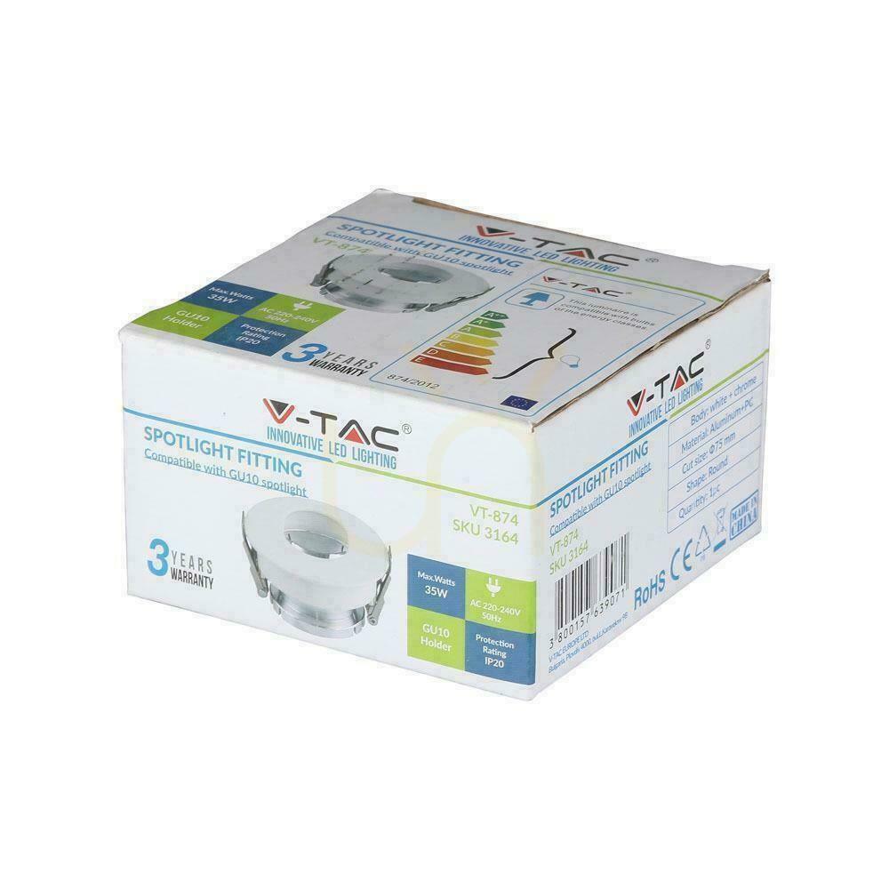 Náhled Mesh V-TAC GU10 Asymetrické zapuštěné bílé/chromové kulaté VT-874-WC Záruka 3 roky Mesh V-TAC GU10 Asymetrické zapuštěné bílé/chromové kulaté VT-874-WC Záruka 3 roky