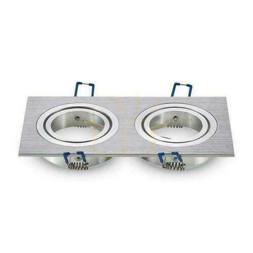 Kontrola V-TAC Litá hliníková mřížka 2xGU10 Square Brushed Aluminum VT-783SQ-AB