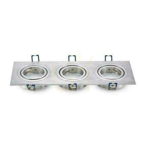 Kontrola V-TAC Litá hliníková mřížka 3xGU10 Square Brushed Aluminum VT-784SQ-AB