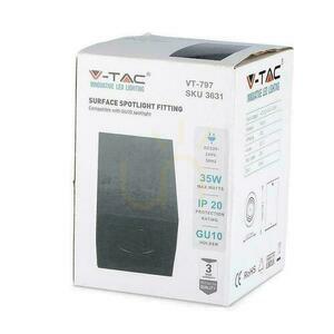 V-TAC hliníková kostka GU10 čtvercová povrchová montáž černá 142x100x100 VT-797-B. small 3