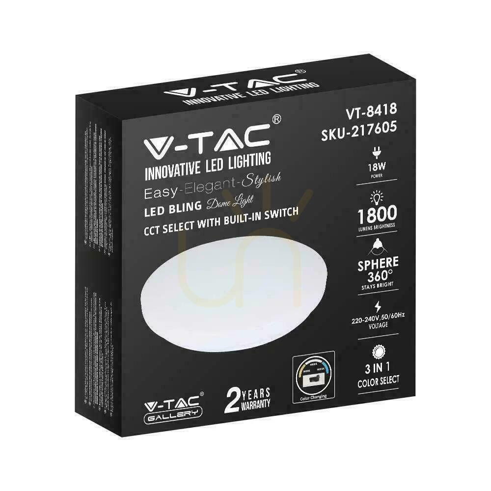 Náhled Plafond V-TAC 18W Milky CCT Změna barvy fi.310 VT-8418 3000K-6400K 1800lm Plafond V-TAC 18W Milky CCT Změna barvy fi.310 VT-8418 3000K-6400K 1800lm