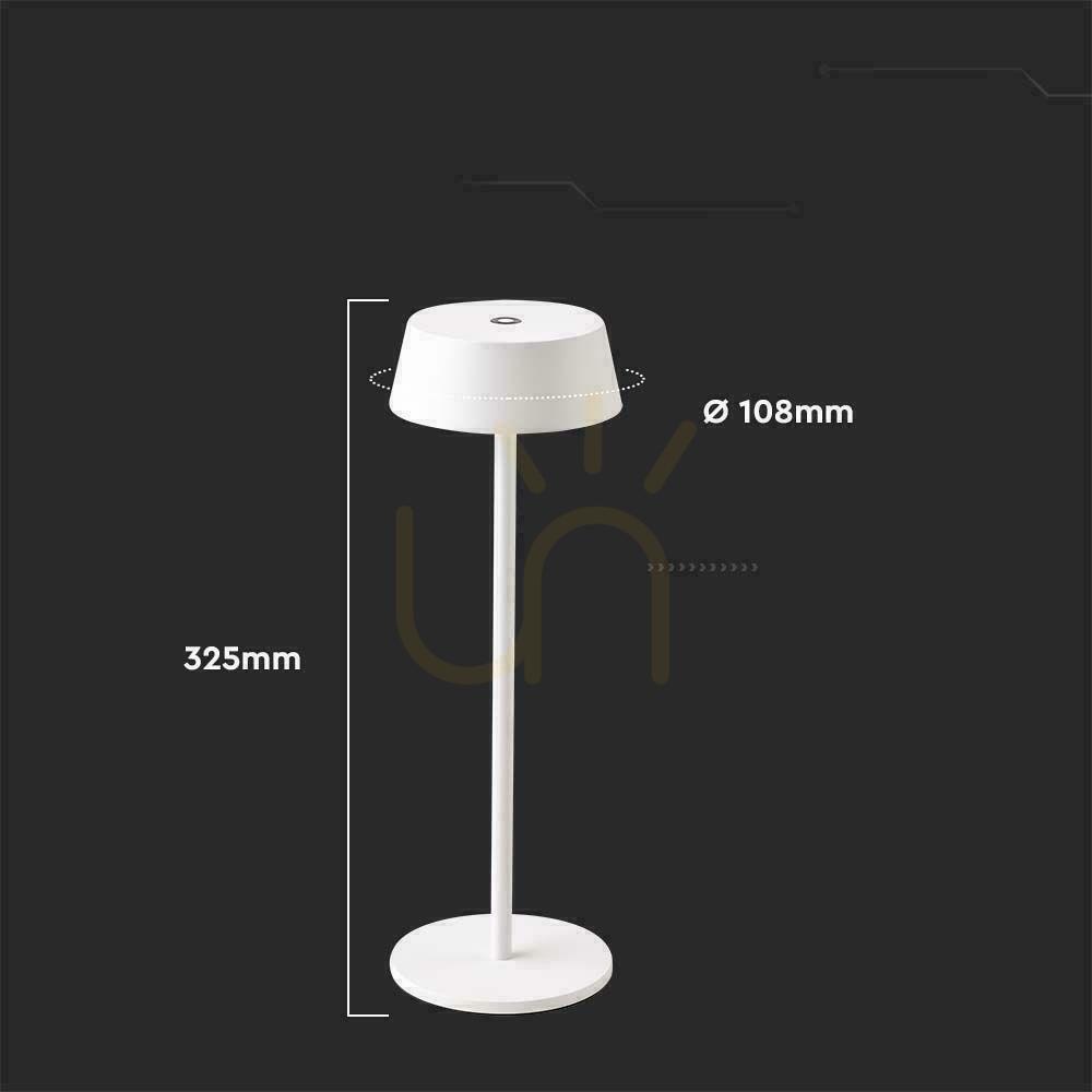 Zobrazit V-TAC 2W LED nabíjecí stmívatelná lampa na noční stolek IP54 bílá VT-7562 3000K 200lm. V-TAC 2W LED nabíjecí stmívatelná lampa na noční stolek IP54 bílá VT-7562 3000K 200lm.