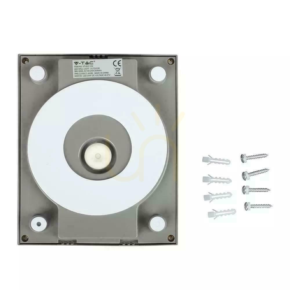 Zobrazit V-TAC 12W LED nástěnné svítidlo IP65 Grey VT-822 4000K 1350lm V-TAC 12W LED nástěnné svítidlo IP65 Grey VT-822 4000K 1350lm