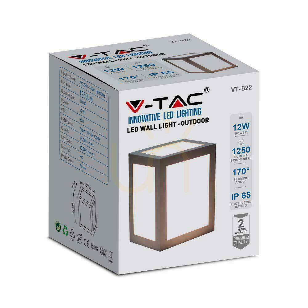 Zobrazit V-TAC 12W LED nástěnné svítidlo IP65 Grey VT-822 4000K 1350lm V-TAC 12W LED nástěnné svítidlo IP65 Grey VT-822 4000K 1350lm