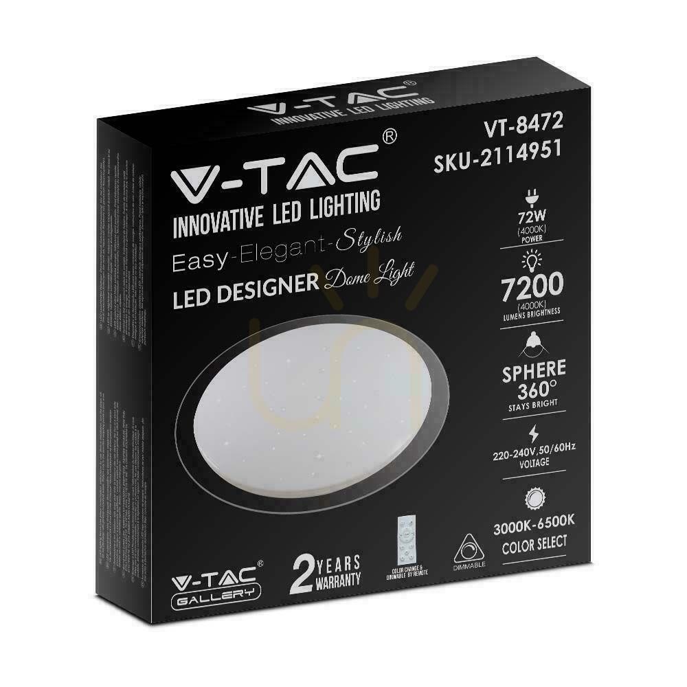 Zobrazit Stropní plafon V-TAC 72W LED Pilot CCT fi.670 Stars VT-8472 3000K-6500K 7200lm Stropní plafon V-TAC 72W LED Pilot CCT fi.670 Stars VT-8472 3000K-6500K 7200lm