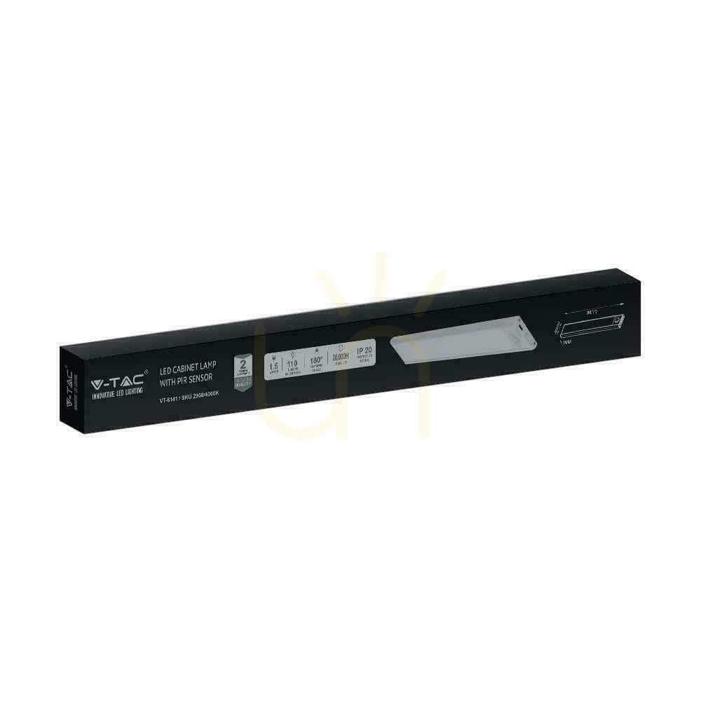 Zobrazit V-TAC 1,5W LED svítidlo pod skříňku černé Senzor pohybu Nabíjení přes USB 30cm VT-8141 4000K 110lm V-TAC 1,5W LED svítidlo pod skříňku černé Senzor pohybu Nabíjení přes USB 30cm VT-8141 4000K 110lm