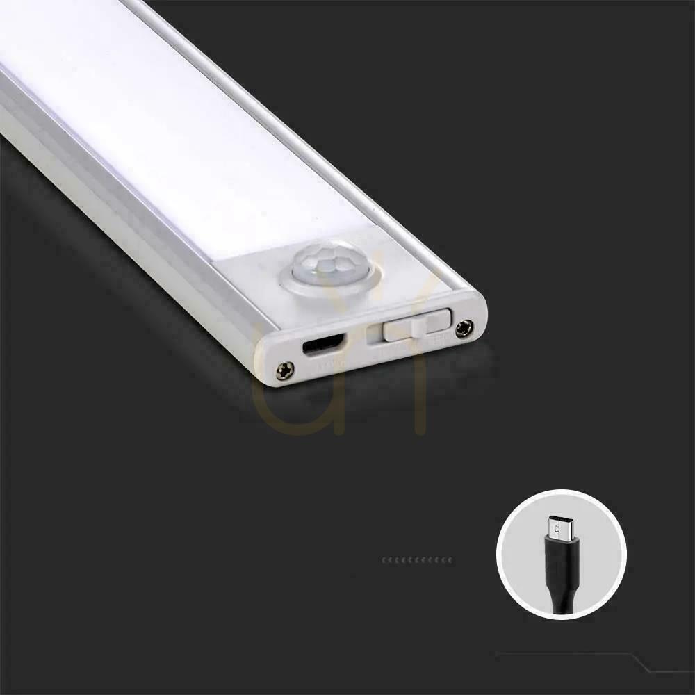 Náhled V-TAC 2,5W LED svítidlo pod skříňku Stříbrné Senzor pohybu Nabíjení přes USB 60cm VT-8143 4000K 260lm V-TAC 2,5W LED svítidlo pod skříňku Stříbrné Senzor pohybu Nabíjení přes USB 60cm VT-8143 4000K 260lm