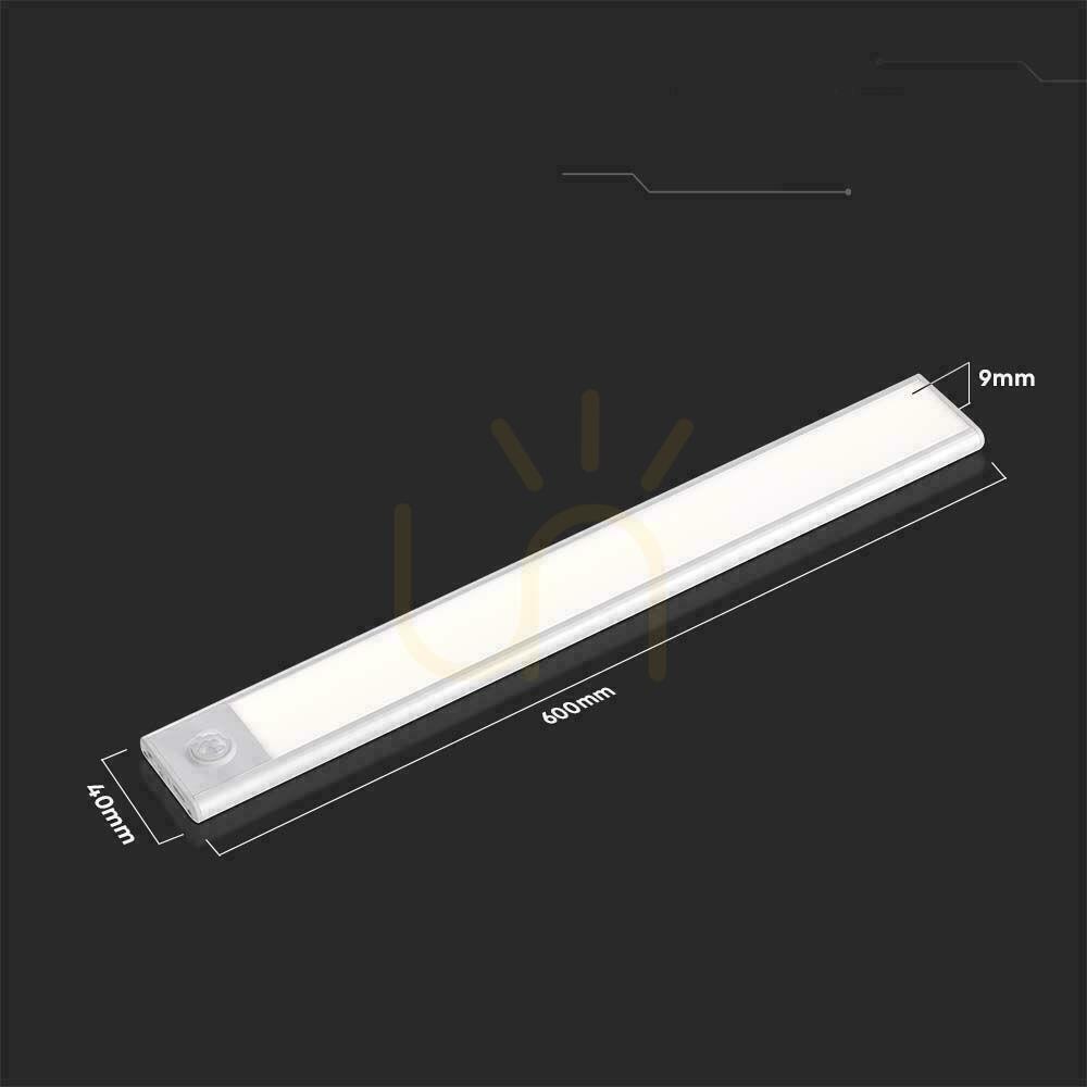 Kontrola V-TAC 2,5W LED svítidlo pod skříňku Stříbrné Senzor pohybu Nabíjení přes USB 60cm VT-8143 4000K 260lm V-TAC 2,5W LED svítidlo pod skříňku Stříbrné Senzor pohybu Nabíjení přes USB 60cm VT-8143 4000K 260lm