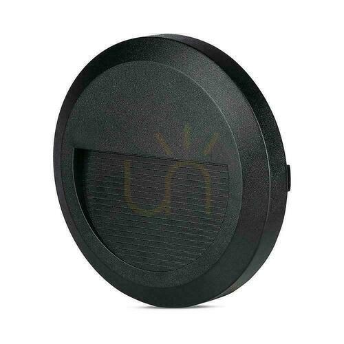 Kontrola 2W LED svítidlo V-TAC pro schodiště černé kulaté 230V IP65 VT-1142 3000K 80lm