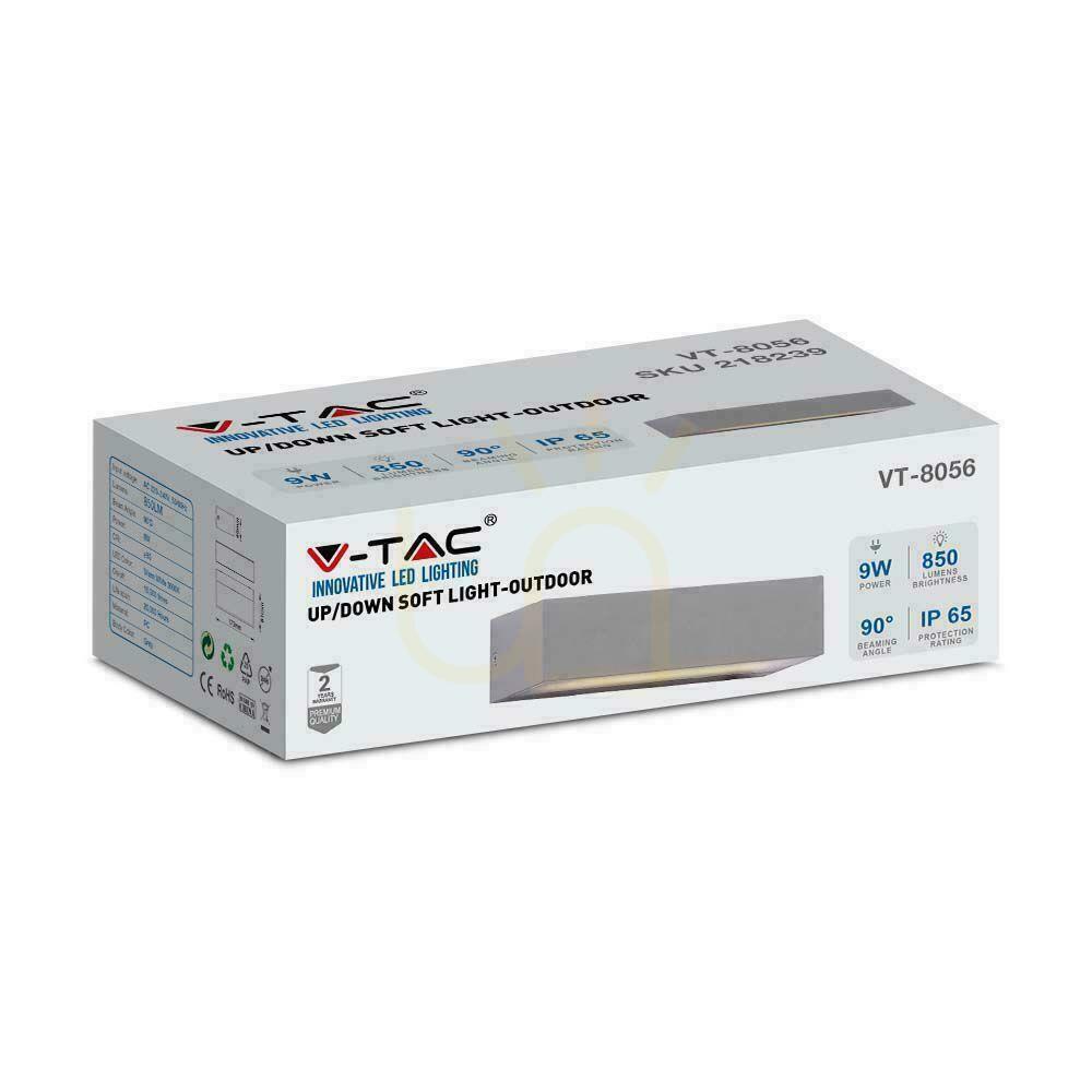 Zobrazit V-TAC 9W LED nástěnné svítidlo Top Down Gray IP65 VT-8056 4000K 850lm V-TAC 9W LED nástěnné svítidlo Top Down Gray IP65 VT-8056 4000K 850lm