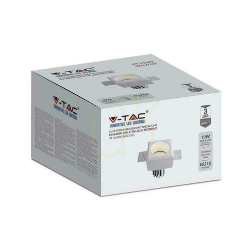Kontrola V-TAC GU10 White Square 80x80 VT-11001 Sádrové stropní svítidlo Záruka 3 roky