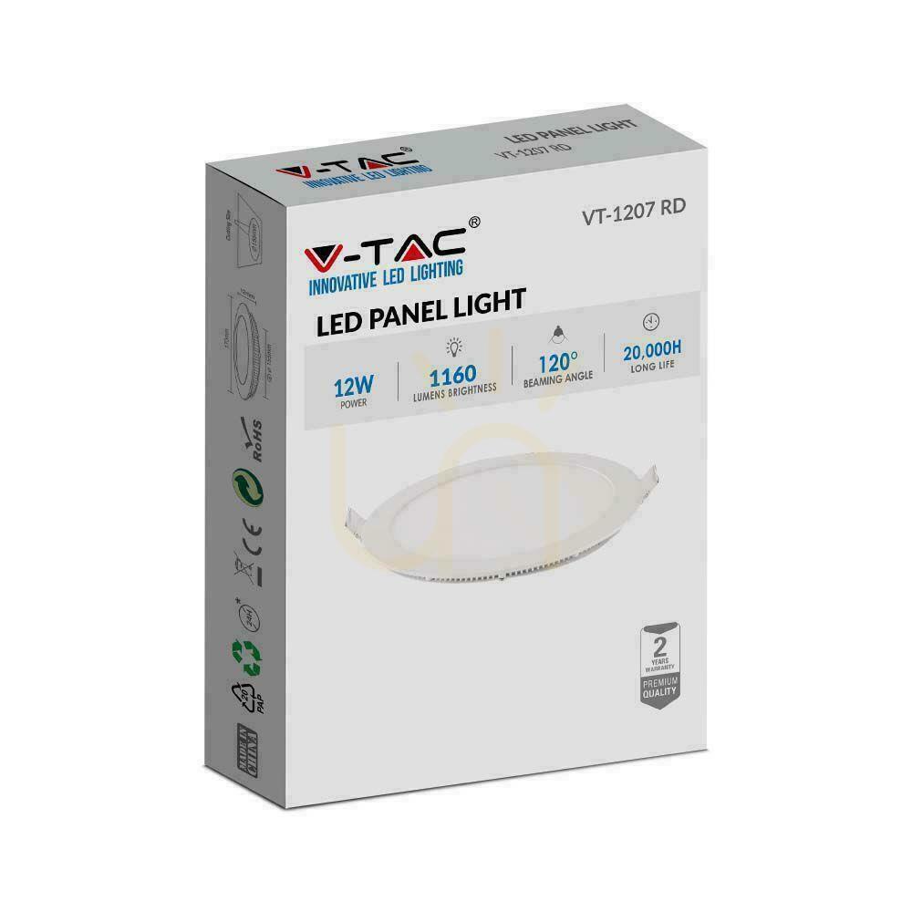 Pohled V-TAC Premium LED Downlight Panel 12W Round fi170 VT-1207 6400K 1160lm V-TAC Premium LED Downlight Panel 12W Round fi170 VT-1207 6400K 1160lm