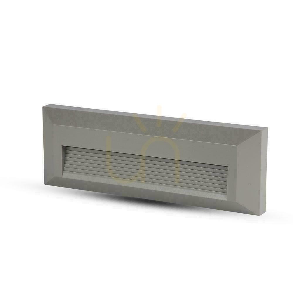 Pohled 3W LED V-TAC schodišťové svítidlo šedý obdélník 230V IP65 VT-1162 4000K 110lm 3W LED V-TAC schodišťové svítidlo šedý obdélník 230V IP65 VT-1162 4000K 110lm