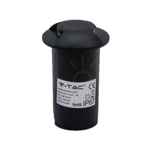 Kontrola V-TAC 1W LED 1-Watt zahradní stropní svítidlo černé oboustranné IP67 VT-1161 3000K 50lm