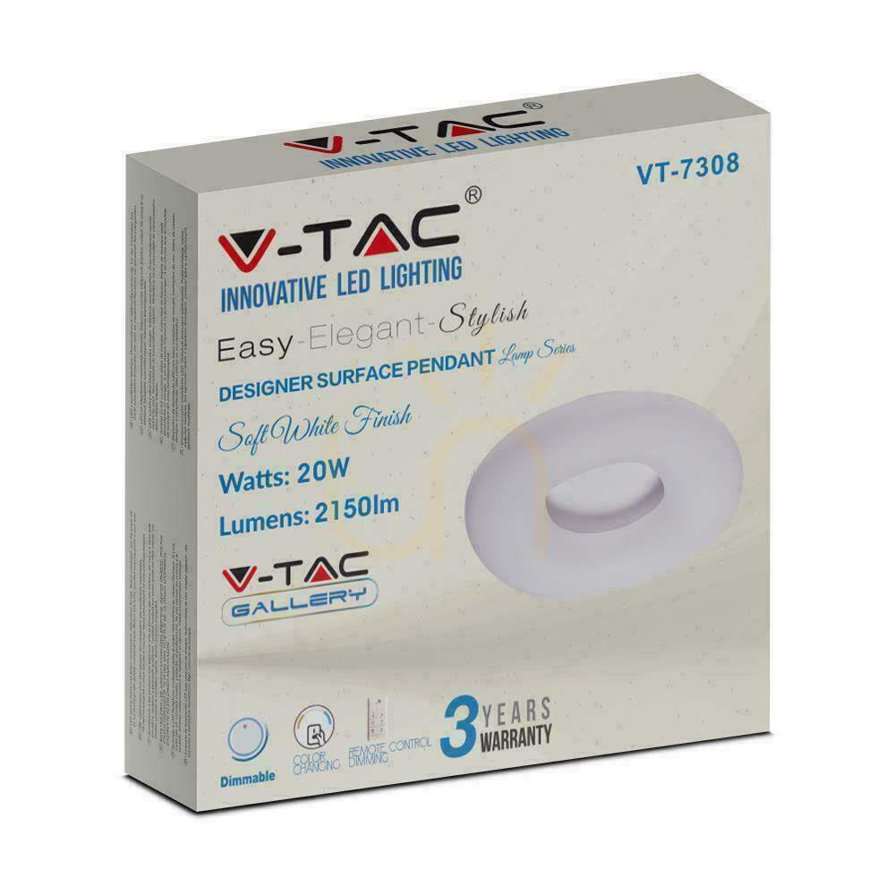 Zobrazit V-TAC 20W LED stropní svítidlo oválné 30cm stmívatelné bílé VT-7308 2700K-6400K 2150lm 3 roky záruka V-TAC 20W LED stropní svítidlo oválné 30cm stmívatelné bílé VT-7308 2700K-6400K 2150lm 3 roky záruka