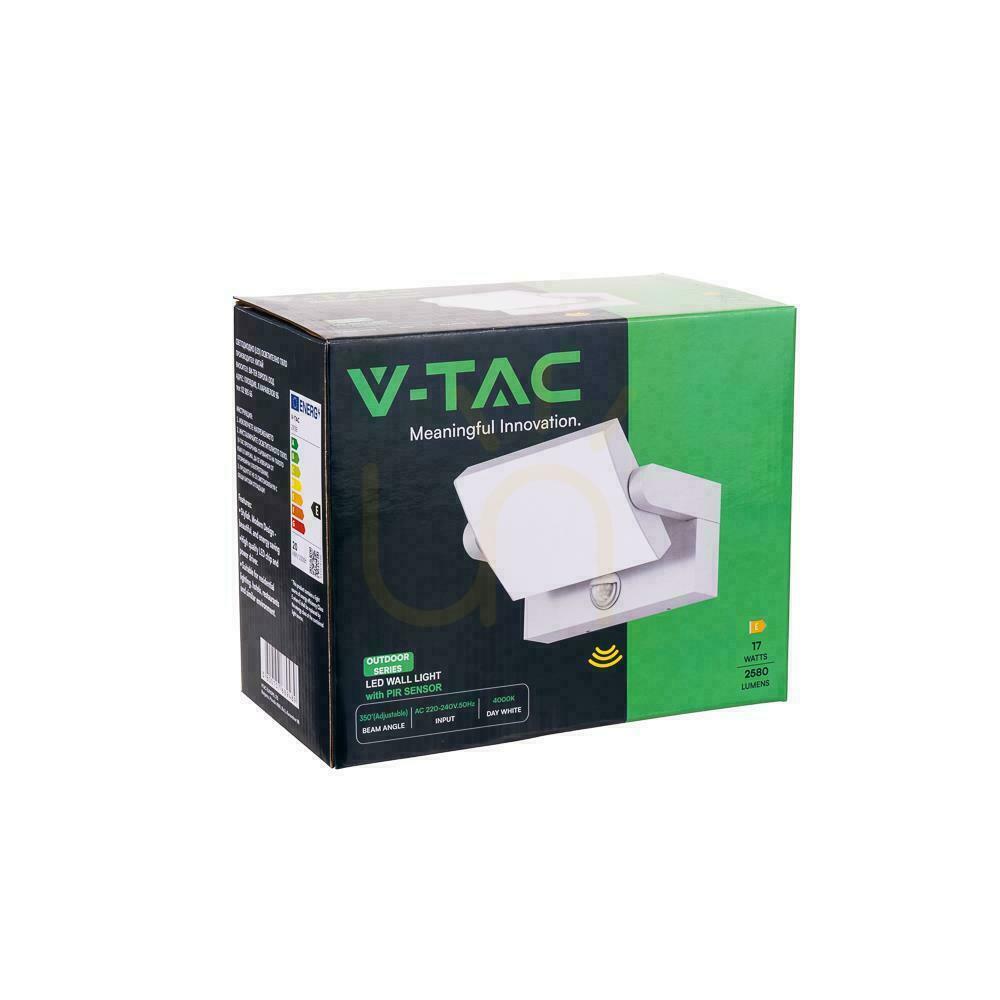 Kontrola V-TAC 17W LED projekční fasádní svítidlo se senzorem pohybu bílé IP65 VT-11020S 4000K 2520lm. V-TAC 17W LED projekční fasádní svítidlo se senzorem pohybu bílé IP65 VT-11020S 4000K 2520lm.