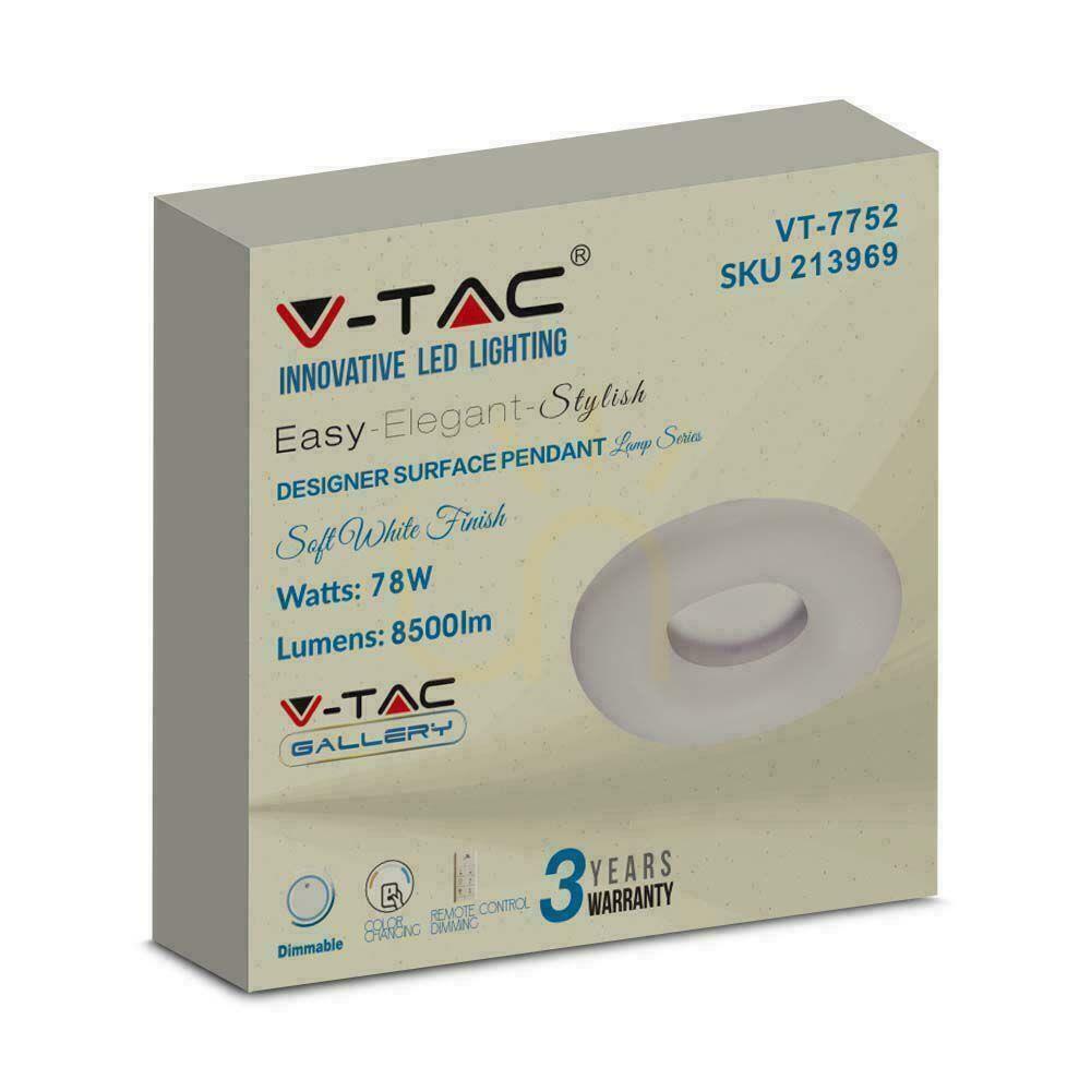 Zobrazit V-TAC 80W LED stropní svítidlo Oválná změna barvy 75cm Stmívatelná bílá VT-7752-N 2700K-6400K 7300lm Záruka 3 roky V-TAC 80W LED stropní svítidlo Oválná změna barvy 75cm Stmívatelná bílá VT-7752-N 2700K-6400K 7300lm Záruka 3 roky