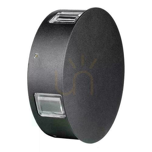 Kontrola V-TAC 3W LED IP65 černé kulaté nástěnné svítidlo VT-706-B-N 3000K 428lm.