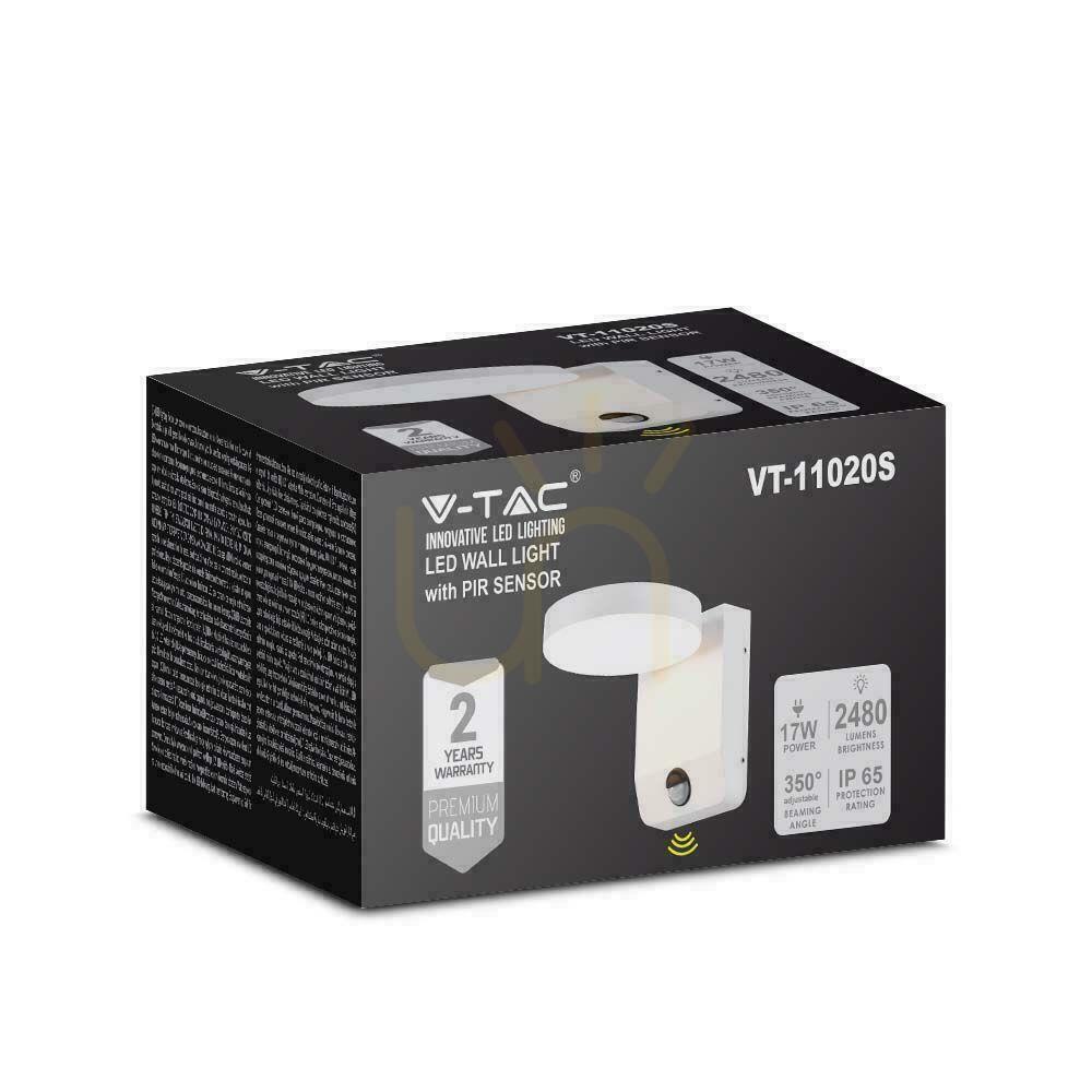 Kontrola Projekční fasádní svítidlo V-TAC 17W LED Motion Sensor Round White IP65 VT-11020S 4000K 2520lm Projekční fasádní svítidlo V-TAC 17W LED Motion Sensor Round White IP65 VT-11020S 4000K 2520lm