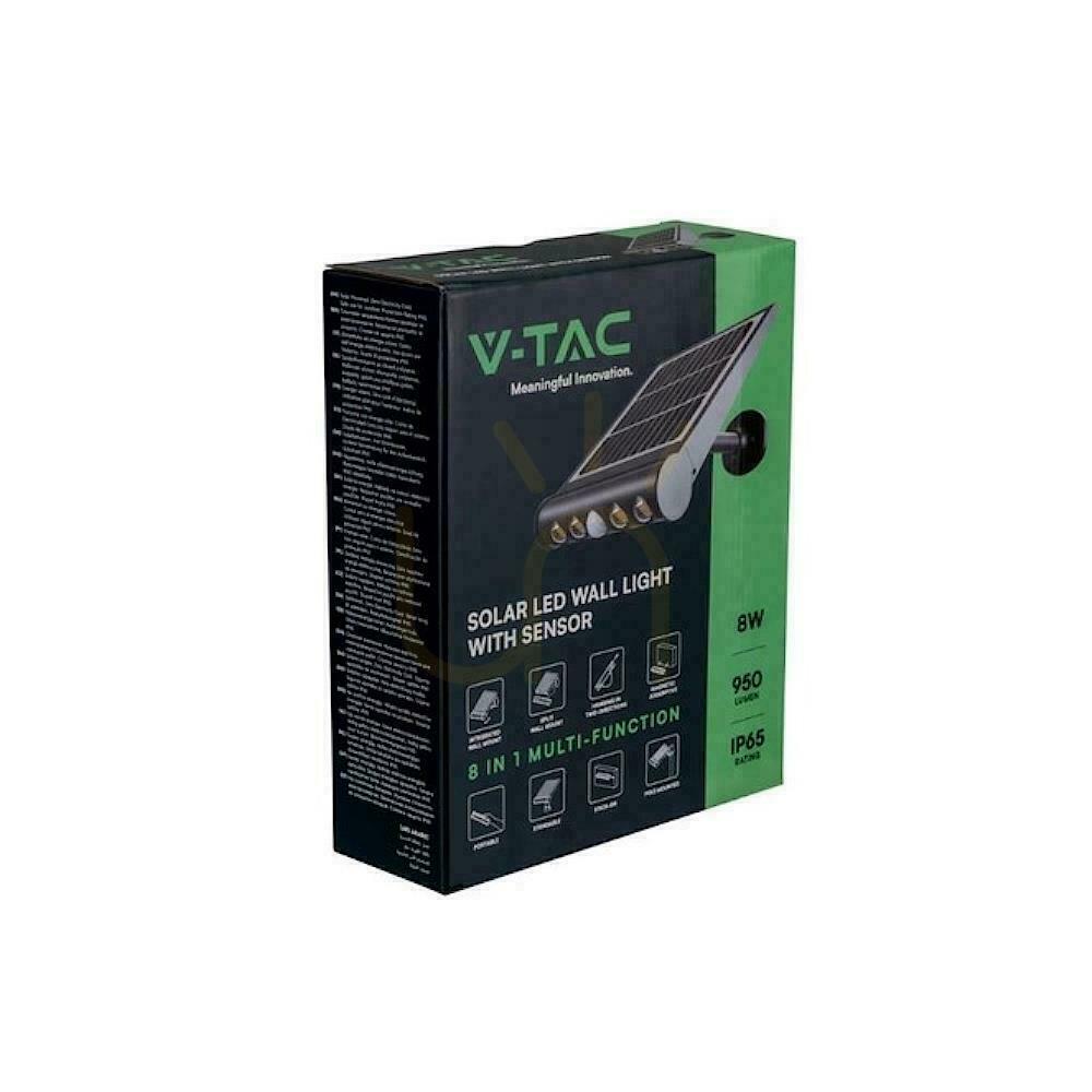 Zobrazit Solární projektor 8W LED černý 8v1 Senzor pohybu IP65 V-TAC VT-11108 4000K 950lm Solární projektor 8W LED černý 8v1 Senzor pohybu IP65 V-TAC VT-11108 4000K 950lm