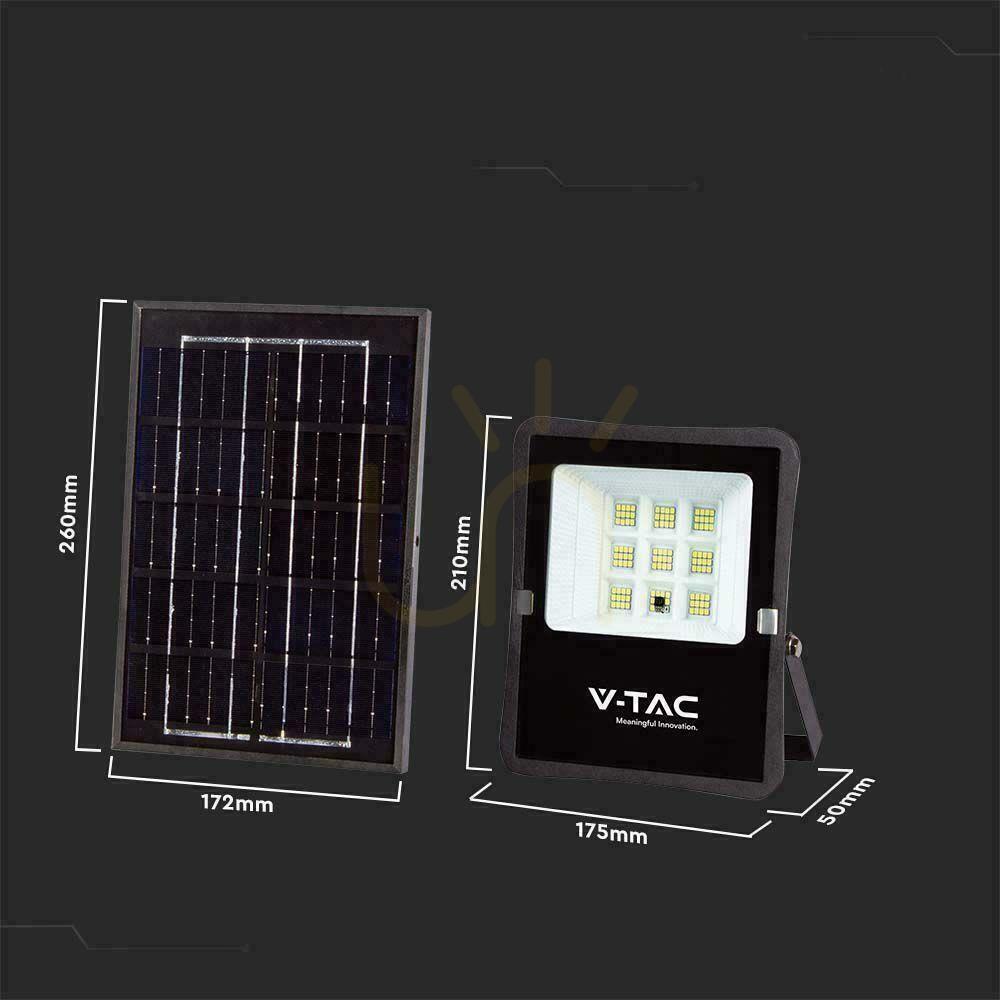 Náhled V-TAC 6W solární LED projektor s dálkovým ovládáním, AUTO, časovač IP65 VT-55050 6400K 400lm V-TAC 6W solární LED projektor s dálkovým ovládáním, AUTO, časovač IP65 VT-55050 6400K 400lm