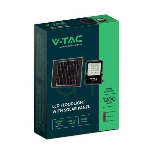 Kontrola Solární LED reflektor V-TAC 16W 1600 lm 4000 K s dálkovým ovládáním IP65 VT-55200
