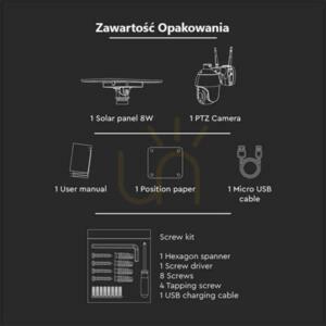 V-TAC WiFi WiFi HD SMART Solar PTZ venkovní kamera černá VT-11024 small 9